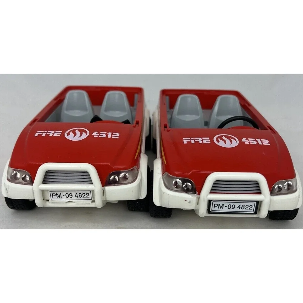 Playmobil Fire Department Rescue Vehicles Lot of 2 Red SUVs Geobra 2008